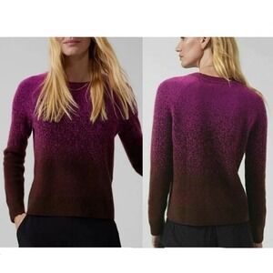 Sz S- Athleta Hawthorn Wool Blend Sweater Purple Ombre Textured Crew Neck Womens